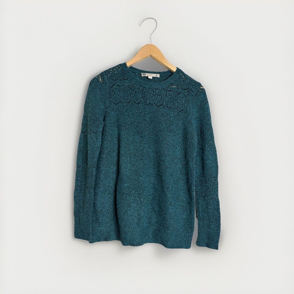 Loft Women’s Green Sweater Petite Small Pullover Crewneck Soft
